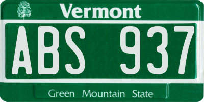 VT license plate ABS937