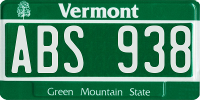 VT license plate ABS938