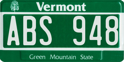 VT license plate ABS948