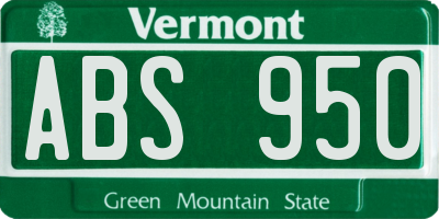VT license plate ABS950