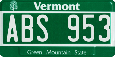 VT license plate ABS953