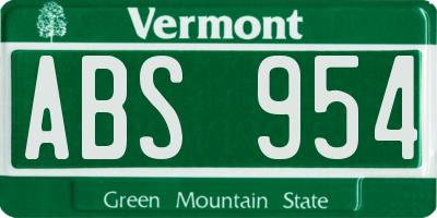 VT license plate ABS954