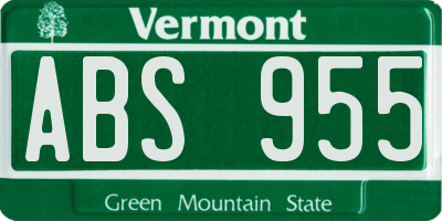 VT license plate ABS955