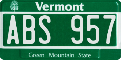 VT license plate ABS957