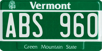 VT license plate ABS960