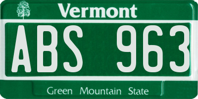 VT license plate ABS963
