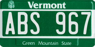 VT license plate ABS967