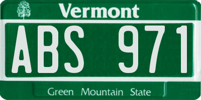 VT license plate ABS971