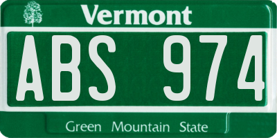 VT license plate ABS974