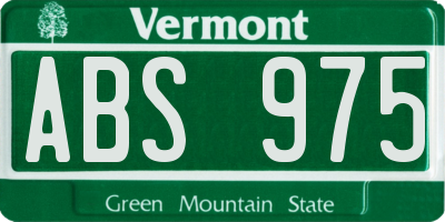 VT license plate ABS975