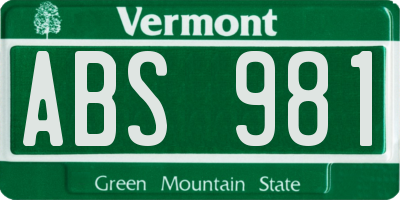 VT license plate ABS981