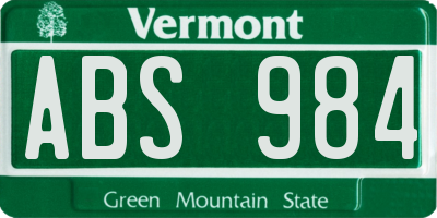 VT license plate ABS984