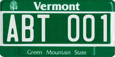 VT license plate ABT001