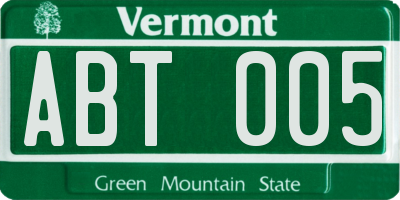 VT license plate ABT005
