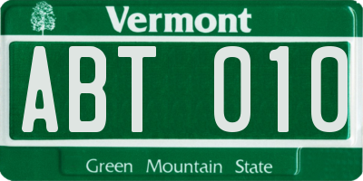 VT license plate ABT010