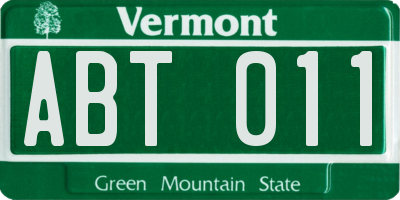 VT license plate ABT011