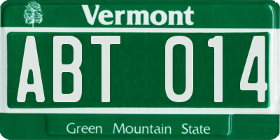 VT license plate ABT014