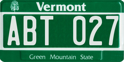 VT license plate ABT027