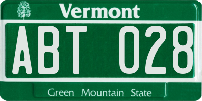 VT license plate ABT028