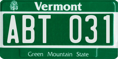 VT license plate ABT031