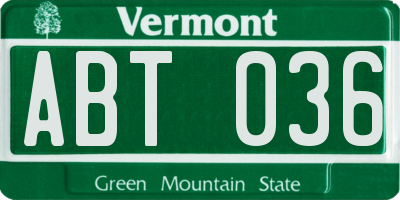 VT license plate ABT036