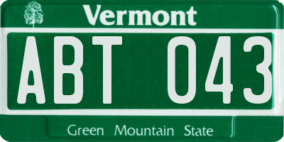 VT license plate ABT043