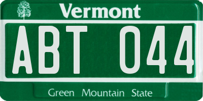 VT license plate ABT044
