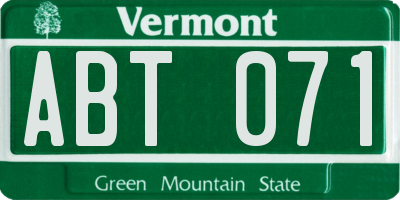 VT license plate ABT071