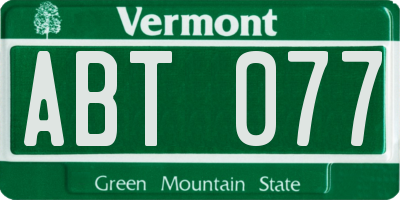 VT license plate ABT077