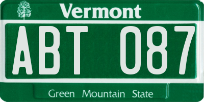 VT license plate ABT087