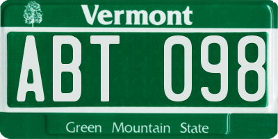 VT license plate ABT098