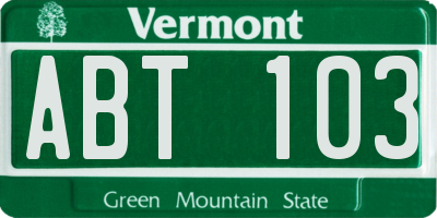 VT license plate ABT103