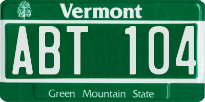 VT license plate ABT104