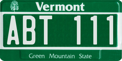 VT license plate ABT111