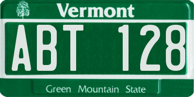 VT license plate ABT128