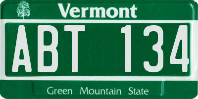 VT license plate ABT134
