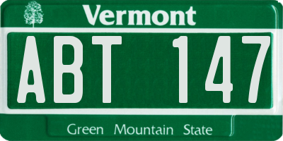 VT license plate ABT147
