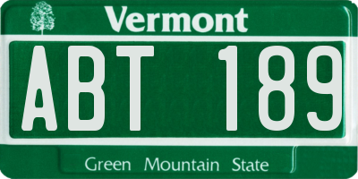 VT license plate ABT189