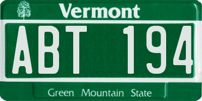 VT license plate ABT194