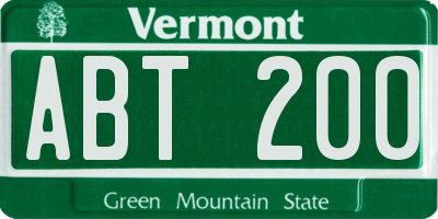 VT license plate ABT200