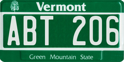 VT license plate ABT206