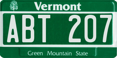 VT license plate ABT207