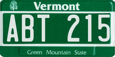 VT license plate ABT215