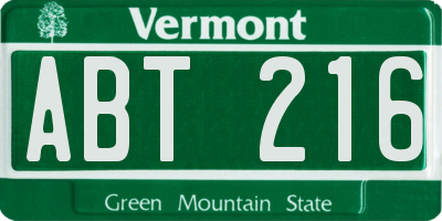 VT license plate ABT216