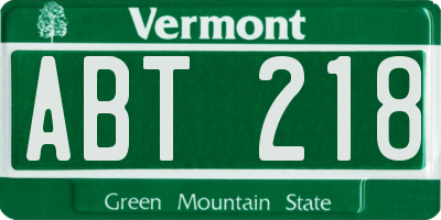 VT license plate ABT218