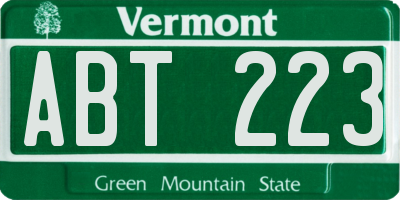 VT license plate ABT223
