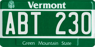 VT license plate ABT230