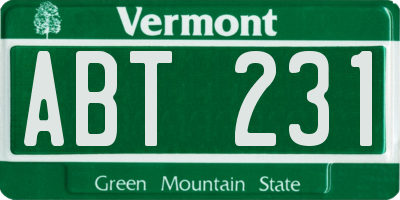 VT license plate ABT231