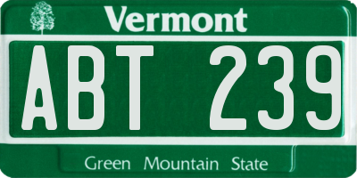 VT license plate ABT239