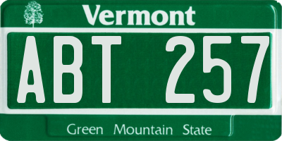 VT license plate ABT257
